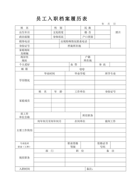 员工档案登记表应包含哪些关键信息？-图3